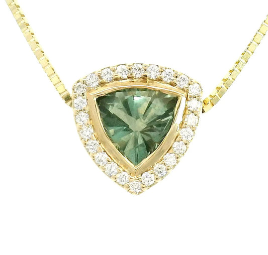 connecticut trillion tourmaline slider necklace - natural diamond