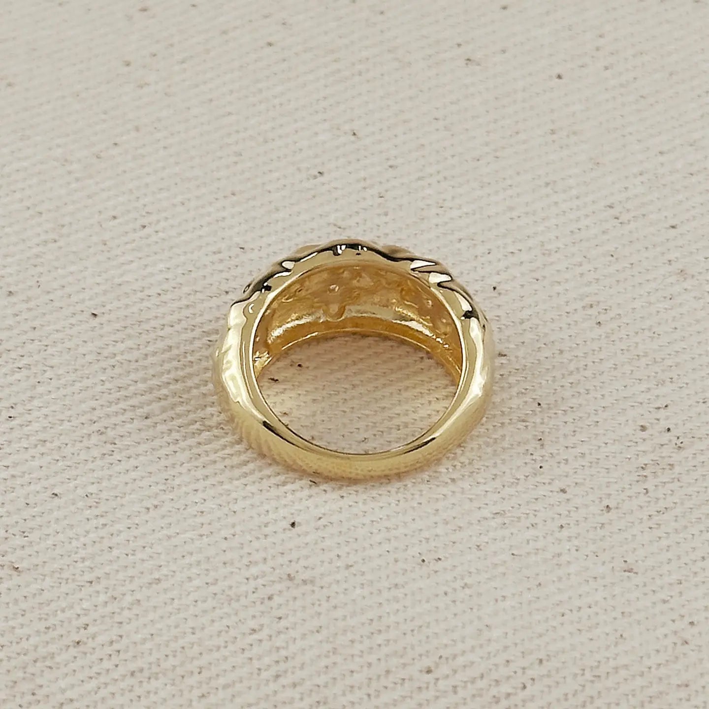 large hammered moon ring
