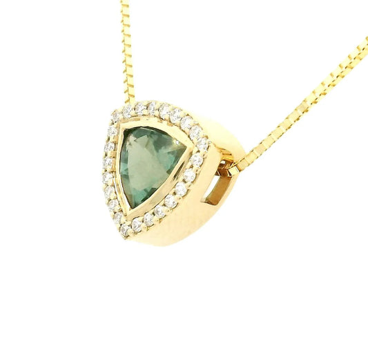 connecticut trillion tourmaline slider necklace - natural diamond