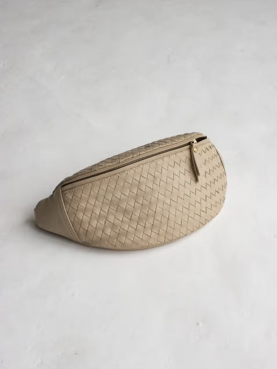woven atlas fanny pack - bone