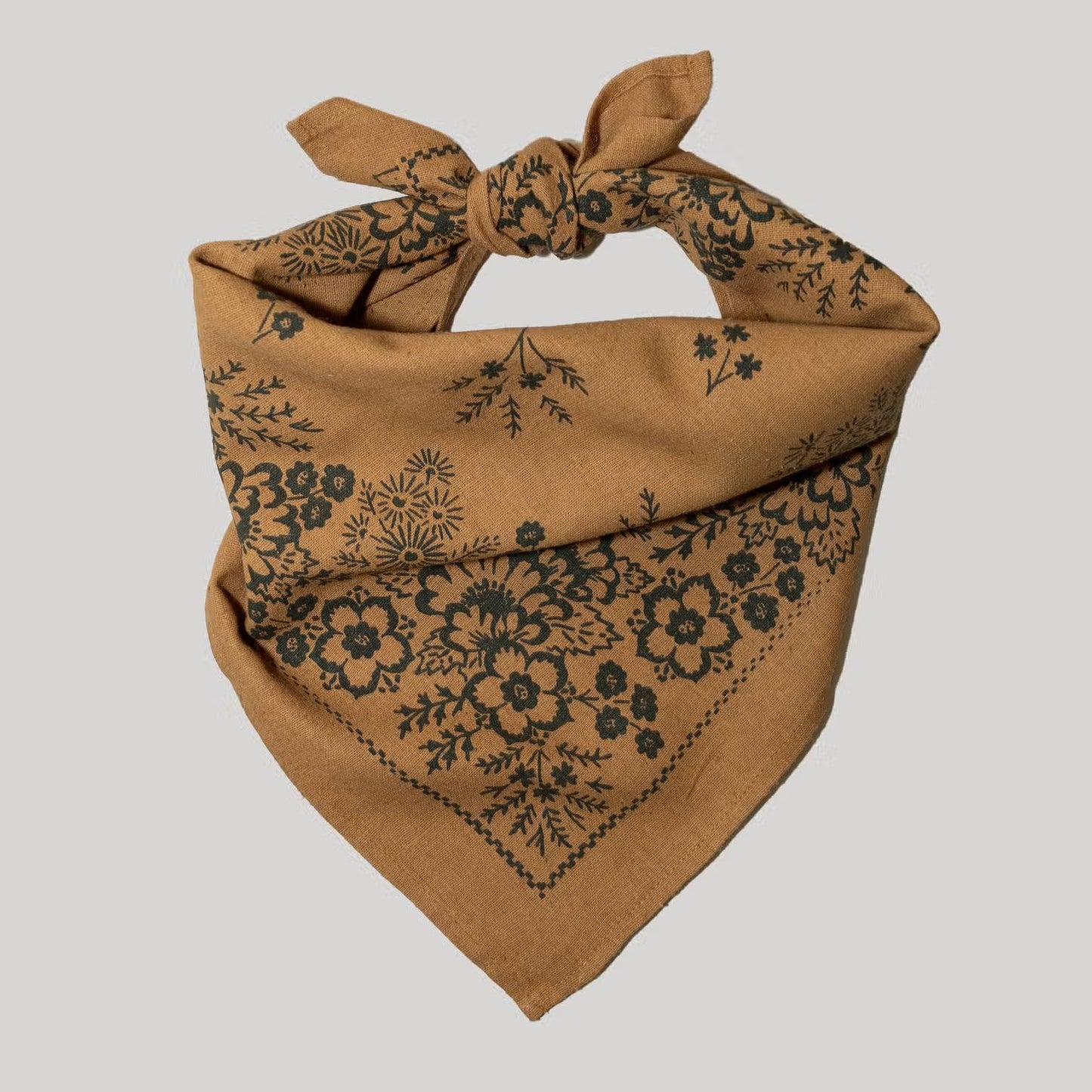 natural dye raw silk bandana - ochre field
