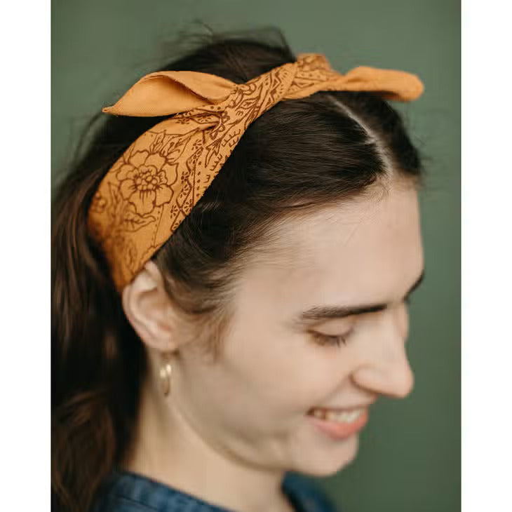 natural dye raw silk bandana - golden oak