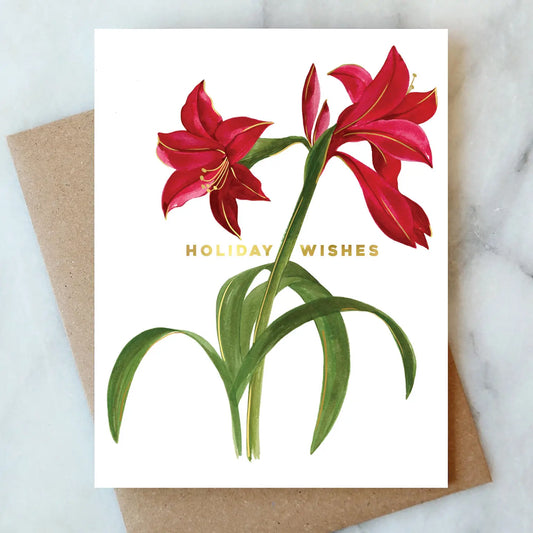 amaryllis holiday wishes greeting card