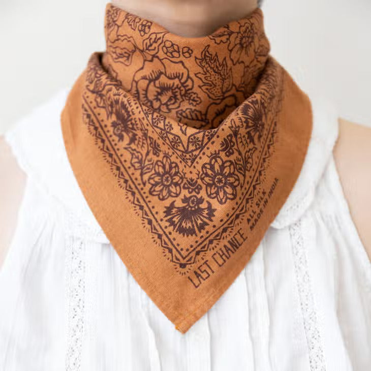 natural dye raw silk bandana - golden oak