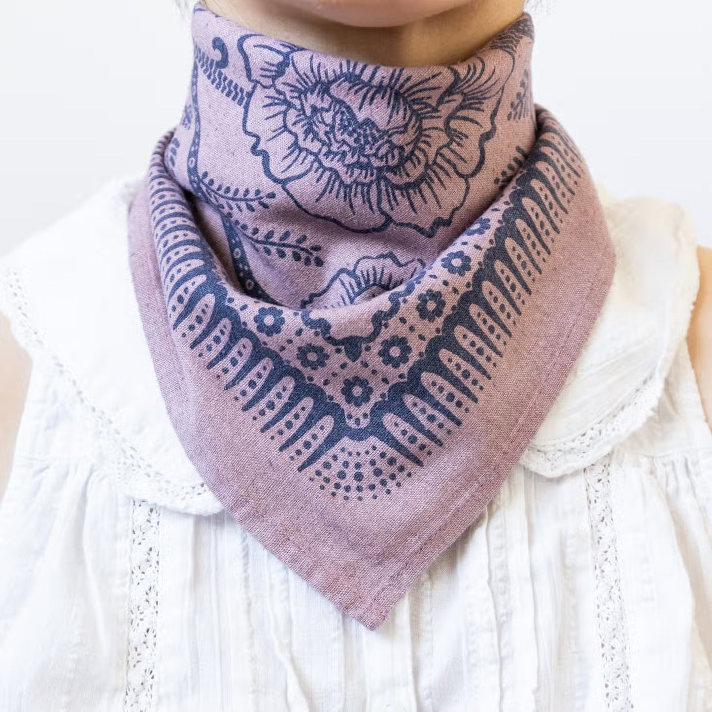 natural dye raw silk bandana - viola