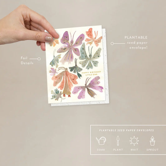 butterflies little one birthday card