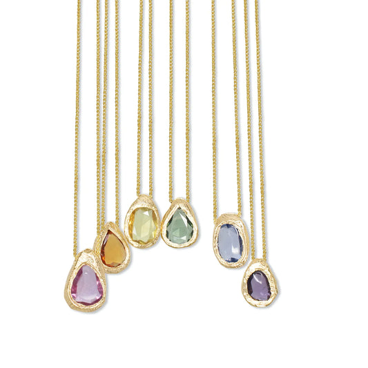 freeform slider necklace - peach sapphire