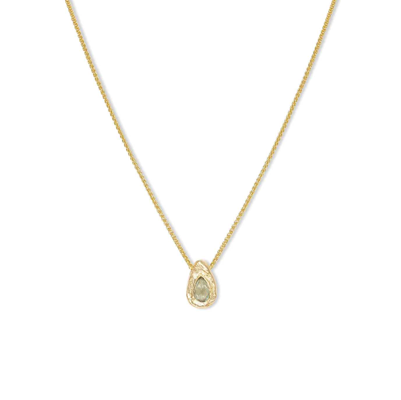 teardrop slider necklace - green sapphire