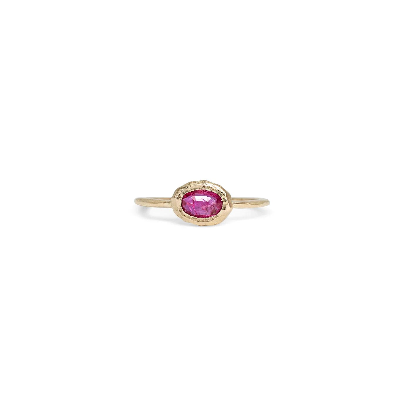 oval horizontal stone ring - ruby