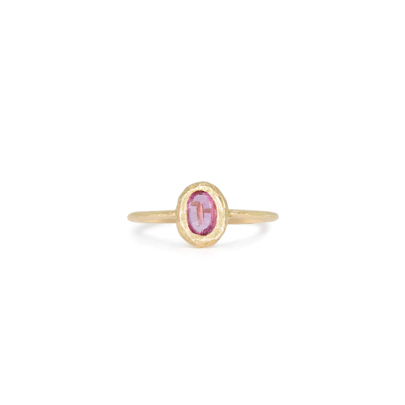 oval vertical stone ring - pink sapphire