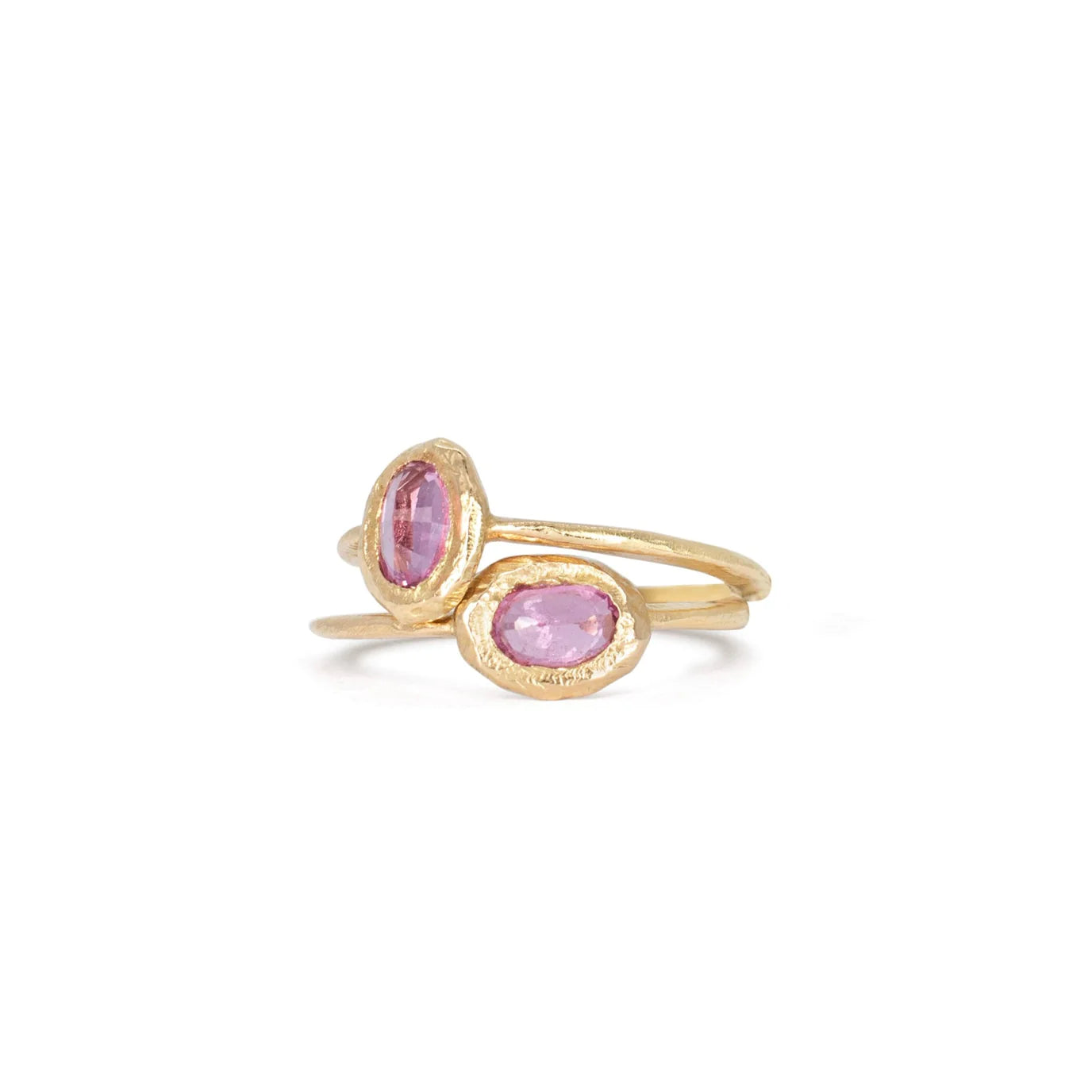 oval vertical stone ring - pink sapphire