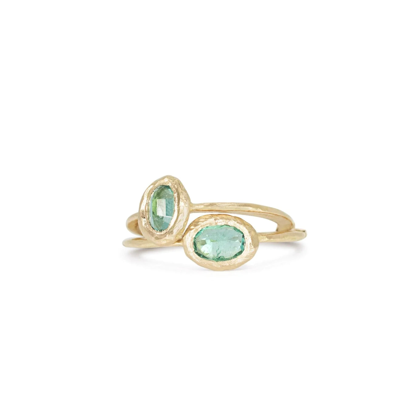 oval horizontal stone ring - emerald