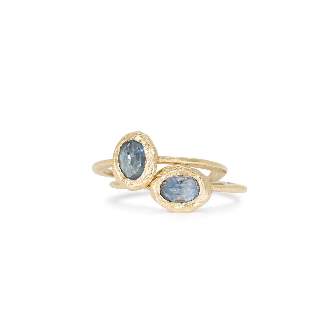 oval horizontal stone ring - denim blue sapphire