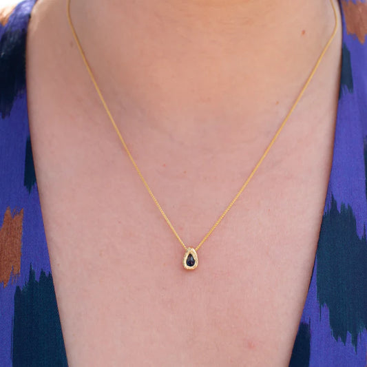 teardrop slider necklace - blue sapphire