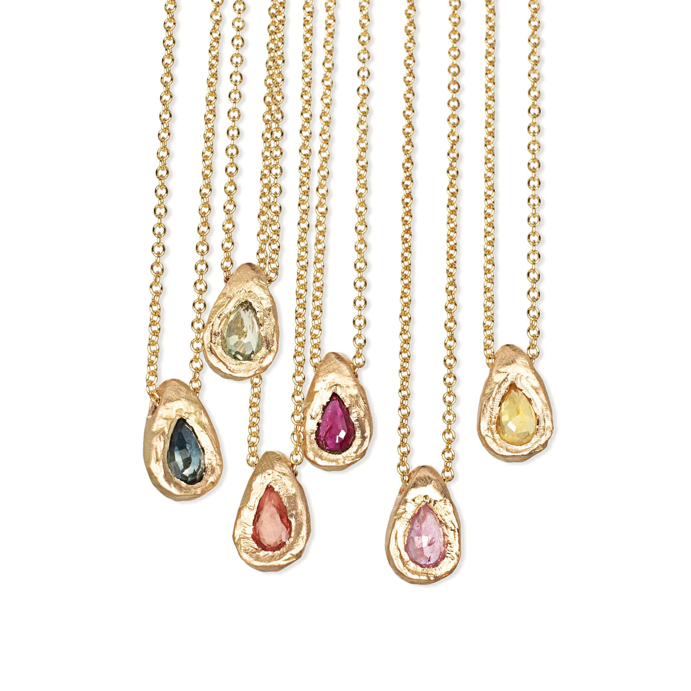 teardrop slider necklace - pink sapphire