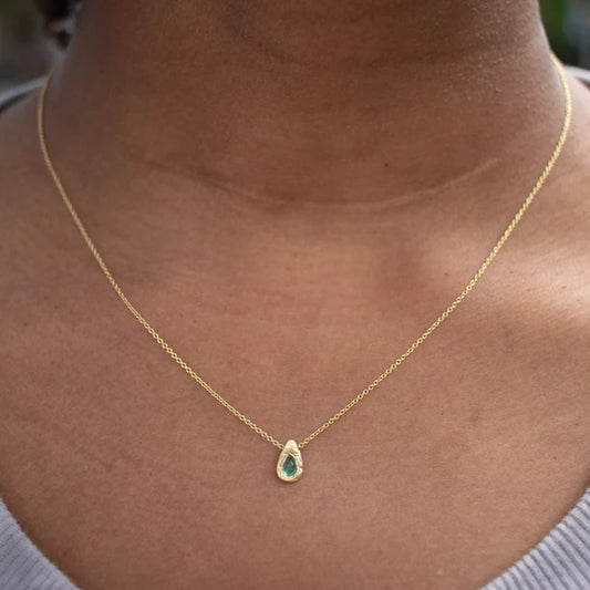 teardrop slider necklace - emerald