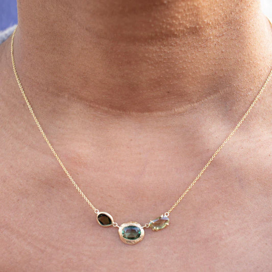 triple sapphire necklace - green sapphire