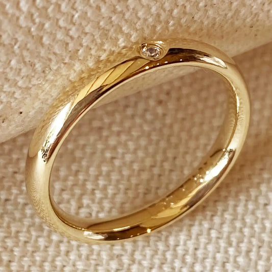 flush-set stone ring band - cz