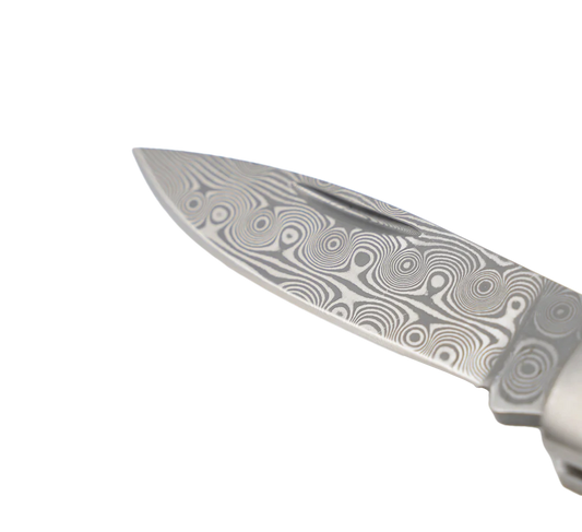 santa fe stoneworks / vein turquoise titanium damascus lockback knife - 3"