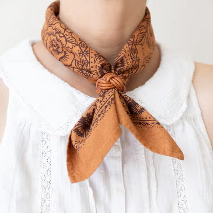 natural dye raw silk bandana - golden oak