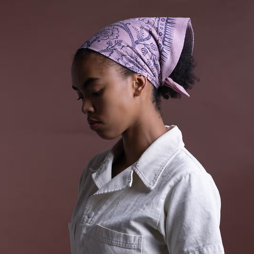 natural dye raw silk bandana - viola