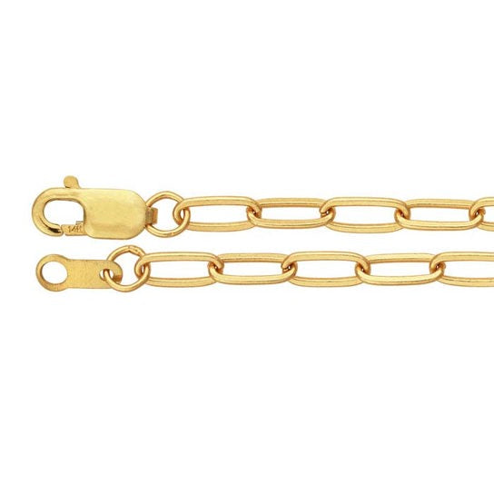 flat elongated oval paperclip chain necklace - 2.6mm