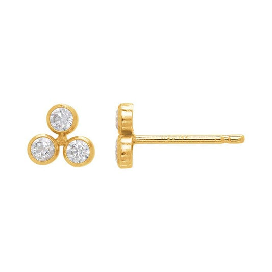 stud earrings / triple bezel cz