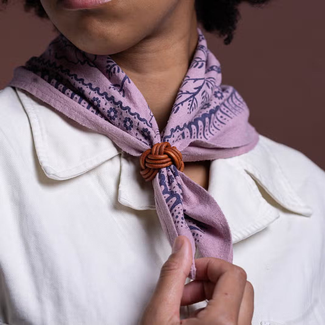 natural dye raw silk bandana - viola