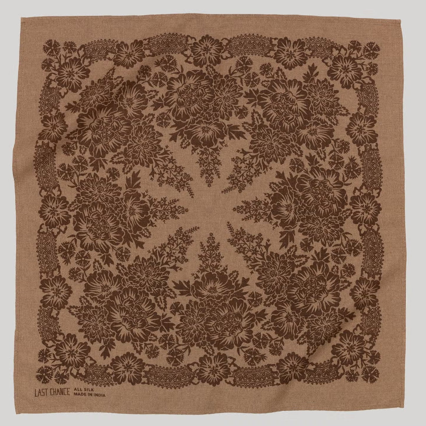 natural dye raw silk bandana - brazil nut brown