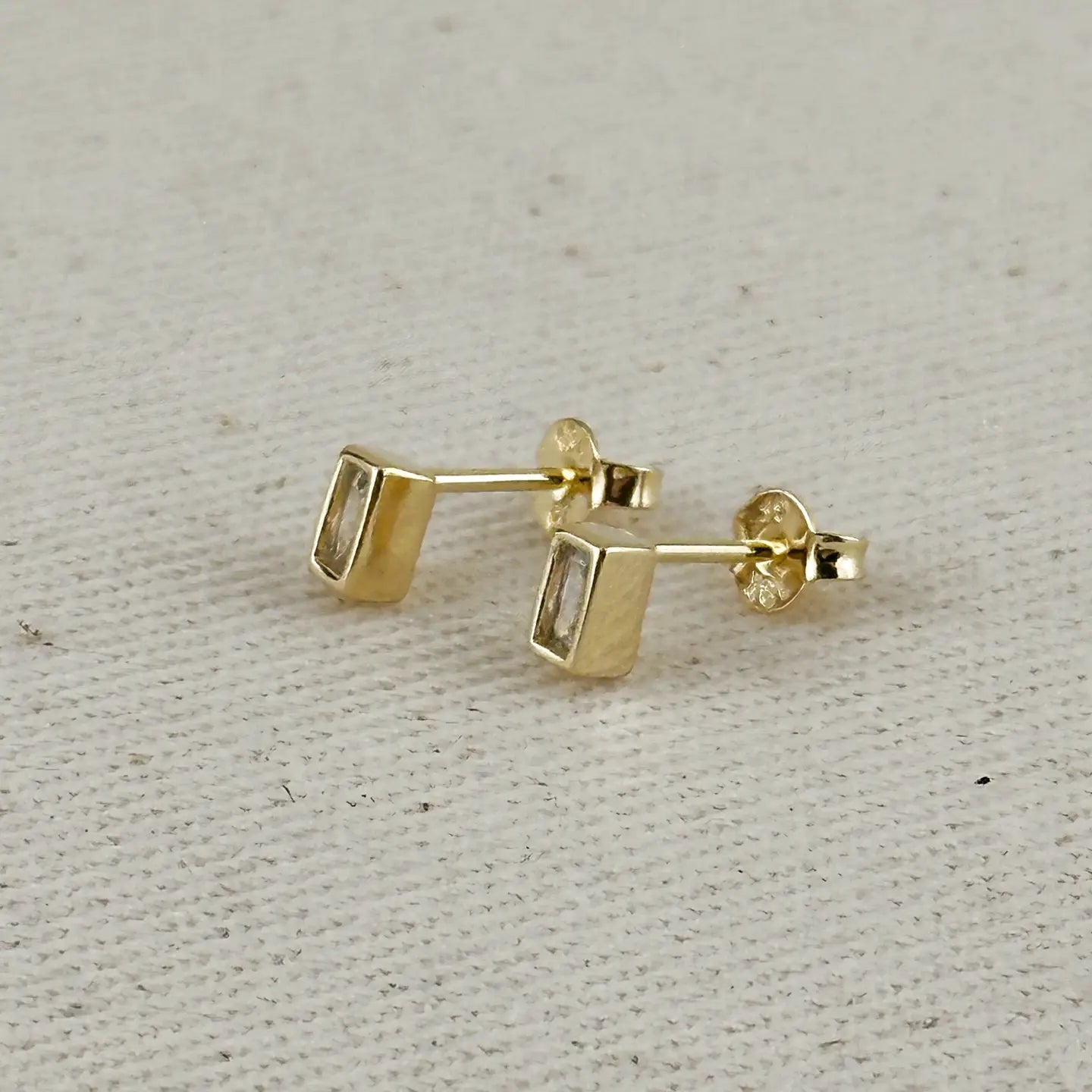 mini bezel baquette stud earrings