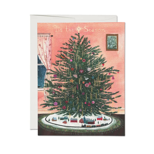 tinsel tree holiday greeting card