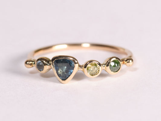 simple ring band - topaz + sapphire + diamond