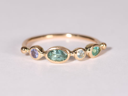 simple ring band - tanzanite + tourmaline + topaz + emerald