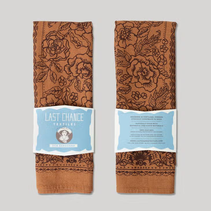 natural dye raw silk bandana - golden oak