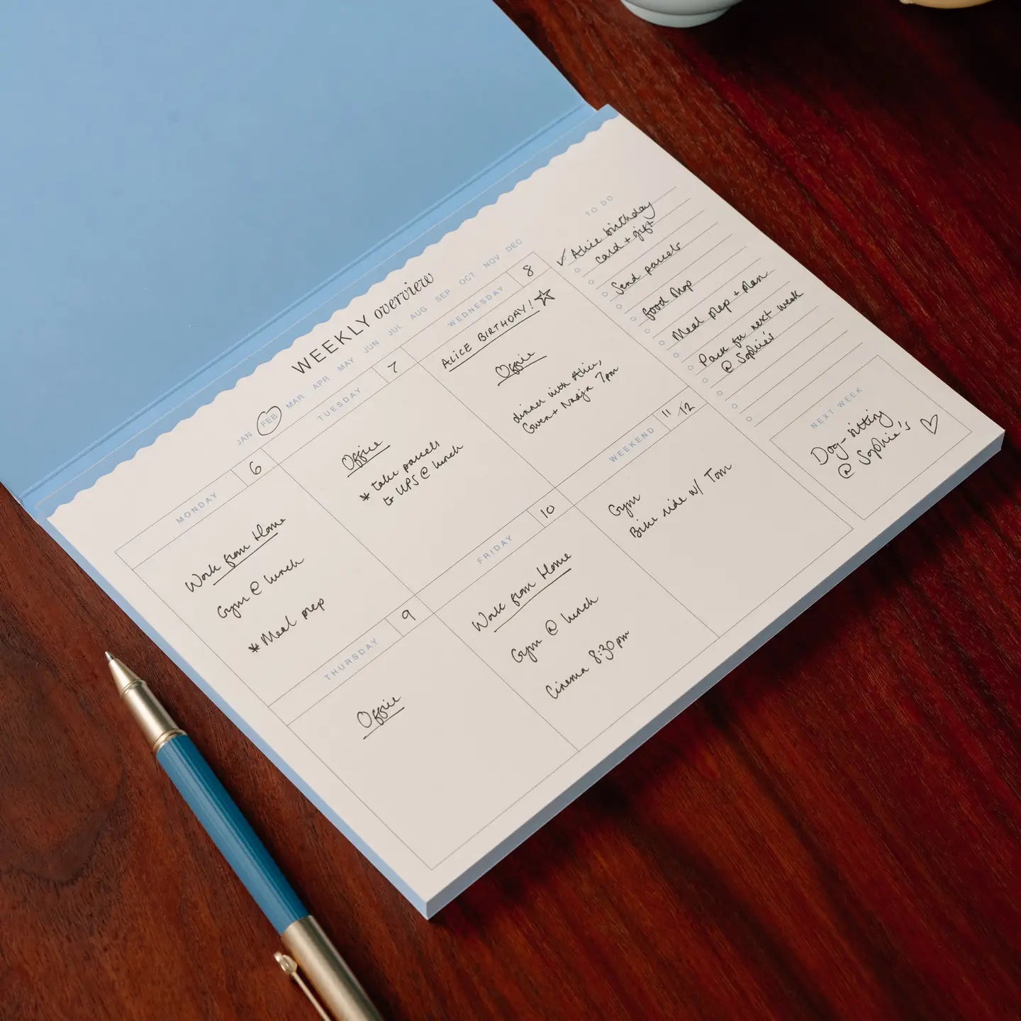 papier / weekly desk planner - floral checkerboard
