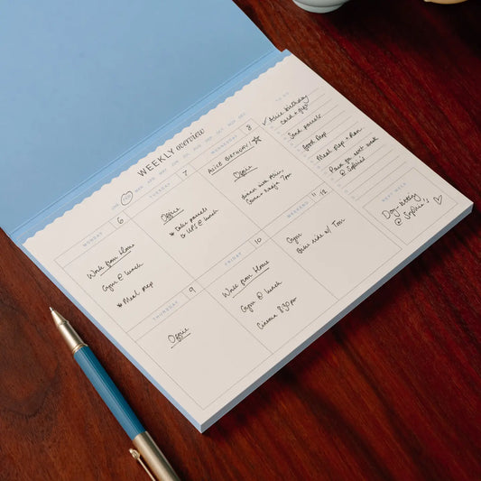 papier / weekly desk planner - floral checkerboard