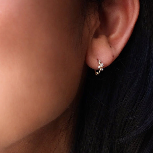 orbit hoop earrings - diamond