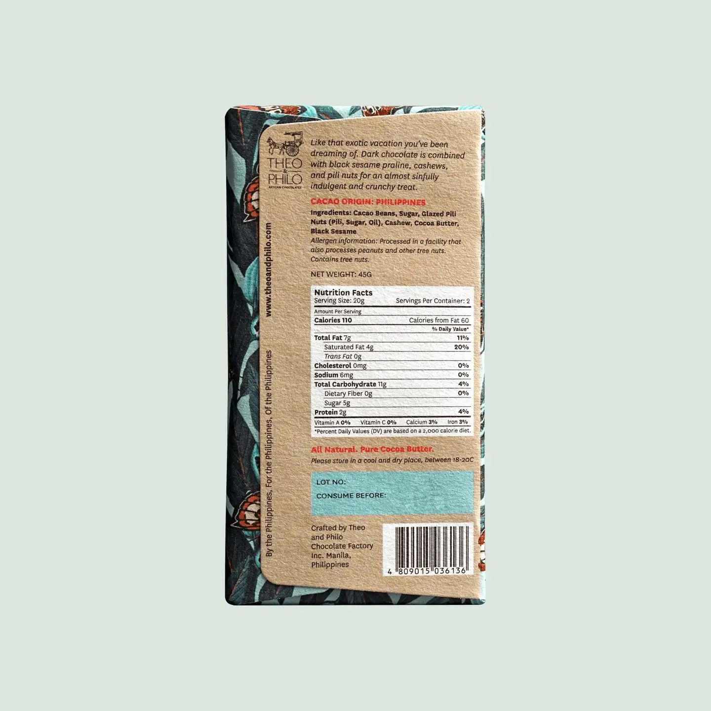 theo & philo / 65% dark chocolate with black sesame