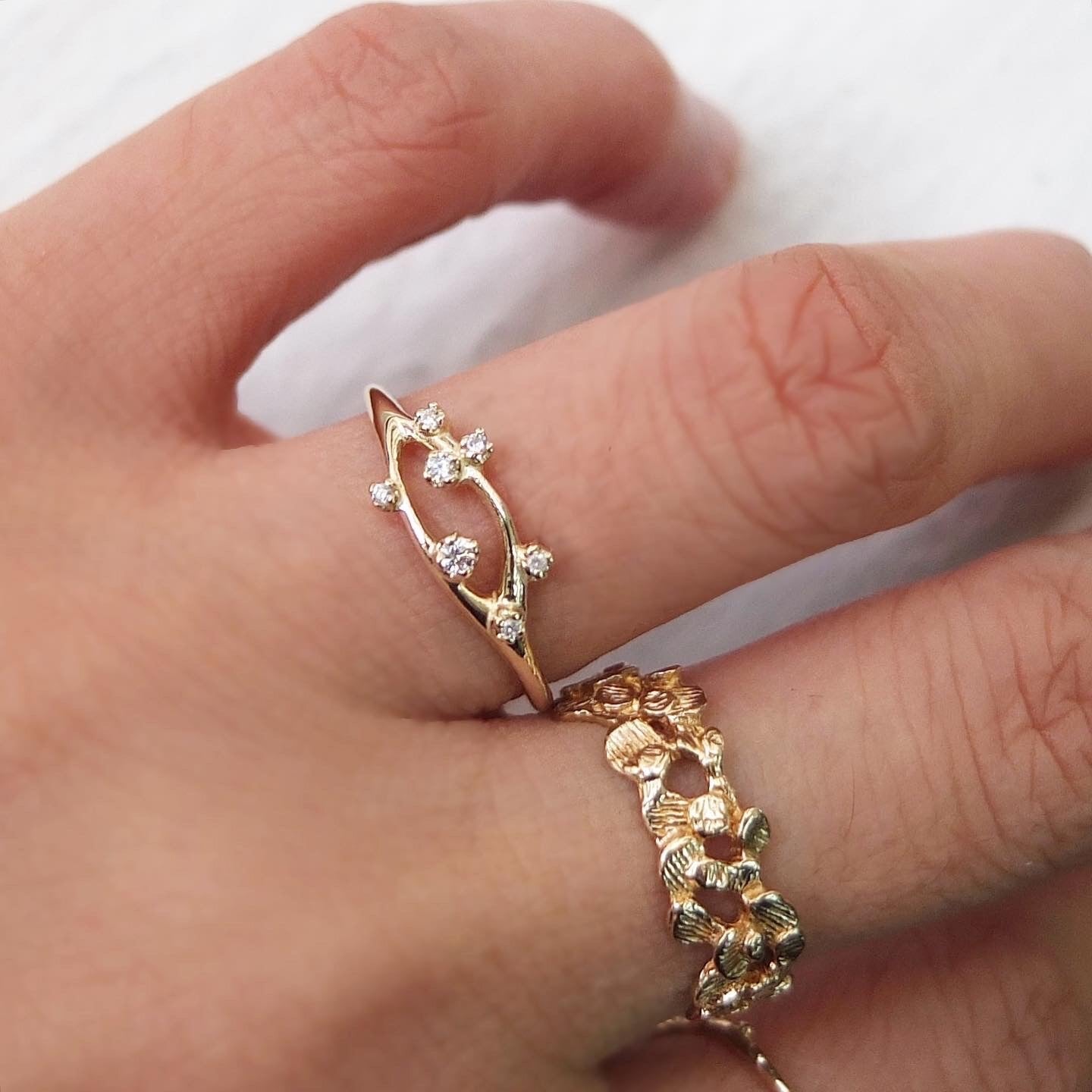 open branch ring - diamond