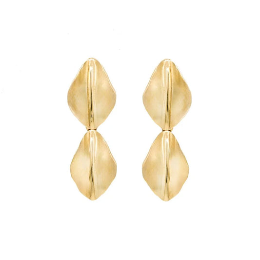 ridge fan double drop post earrings