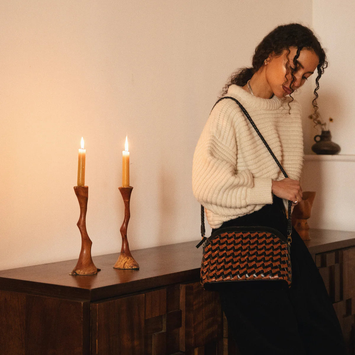 bembien / carmen bag - two-tone cream & caramel