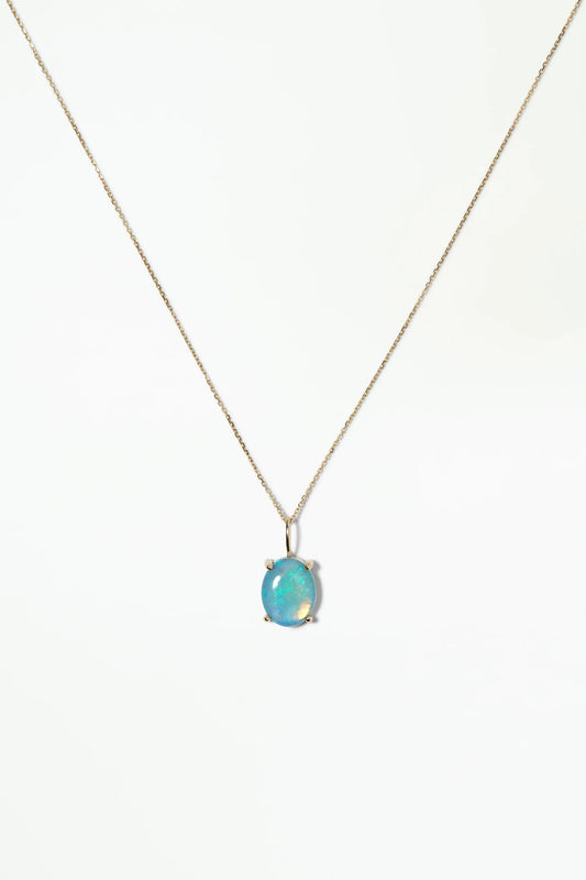 wwake / large oval solo charm necklace - opal
