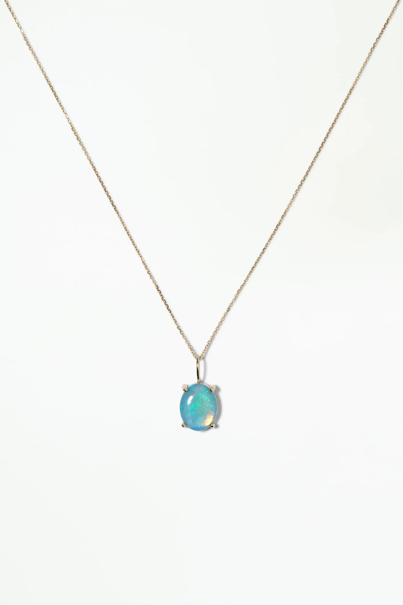 wwake / large oval solo opal pendant charm