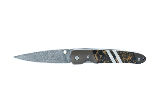 santa fe stoneworks / titanium damascus liner lock knife - 4"