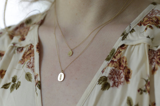 gold pendant necklace - lavender
