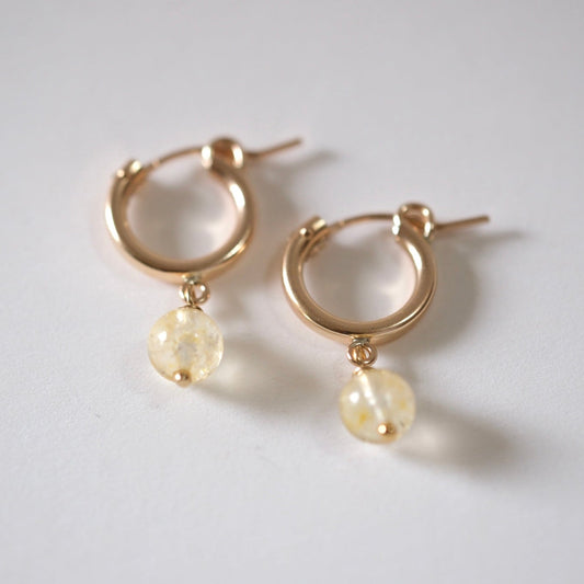 shannon len / citrine tube hoop earrings