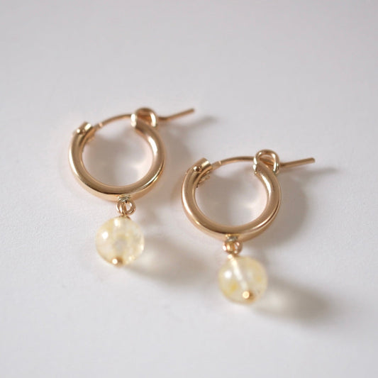 shannon len / citrine tube hoop earrings