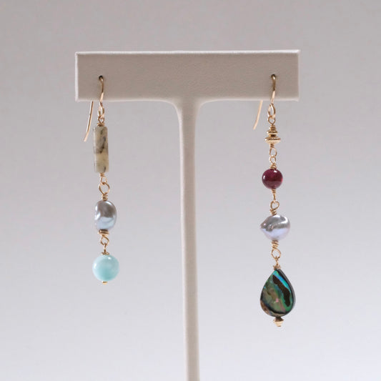 shannon len / multi stone drop earrings / one of a kind - no.1