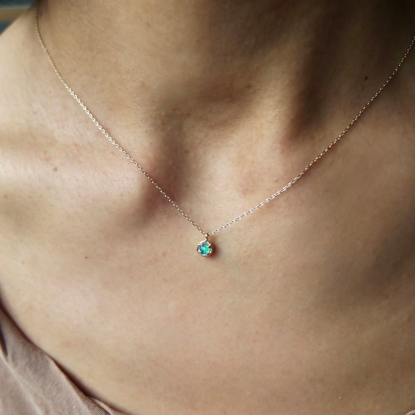 single stone necklace - opal