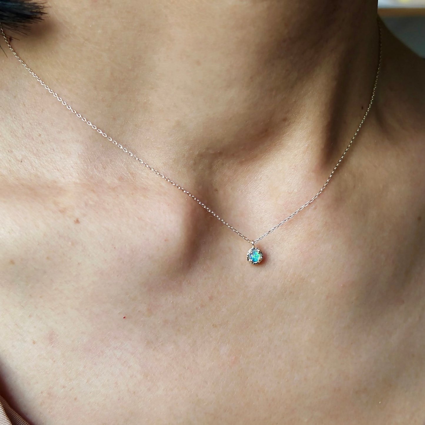 single stone necklace - opal